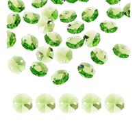 sourcing map 70Pcs 14mm Crystal Octagon Beads, 2-Hole Glass Suncatcher Beads, Chandelier Prisms Parts Hanging Pendants for Home DIY Arts Crafts Decoration, Olive Green