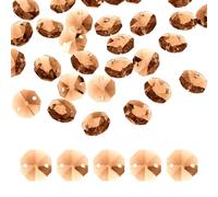 sourcing map 70Pcs 14mm Crystal Octagon Beads, 2-Hole Glass Suncatcher Beads, Chandelier Prisms Parts Hanging Pendants for Home DIY Arts Crafts Decoration, Amber