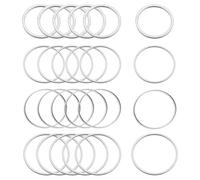 sourcing map 70Pcs Round Earring Beading Hoop Rings,12/15/20/25mm Silver Copper Plated Hoop Open Bezel Earring Findings for Jewelry Making,DIY Earring Supplies