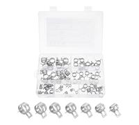 sourcing map 70pcs Spring Band Type Hose Clamps 6/9/10/11/12/14/16mm Fuel Line Hose Spring Clip Silicone Vacuum Hose Pipe Clamp Low Pressure Tube Clip Fastener, Silver