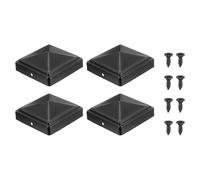 sourcing map 71 x 71mm Pyramid Post Cap, 4Pcs Galvanized Steel Fence Post Cover with Screws for Wood/Metal Fence Posts, Mailbox Pyramid Cover, Outdoor, Garden, Decks, Black