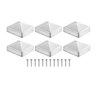 sourcing map 71mm /2.8inch Fence Post Caps, 6Pcs Aluminium Pyramid Post Cap Cover Pressure with Screws for Wood/Metal Fence Posts, Mailbox Pyramid Cover, Outdoor, Garden, Decks, Silver