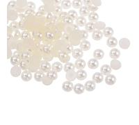 sourcing map 720pcs ABS Half Pearl Beads, 6mm Resin Flat Back Pearls Shiny Imitation Pearl Bead for DIY Crafts Making Shoes Wedding Christmas Photo Frames, Beige