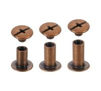 sourcing map 75 Sets Chicago Screw Rivets Metal Phillips Head Binding Screws Post Nail Rivet Stud Screw for DIY Leather Belt Bag Craft Bookbinding, 3 Sizes, Copper