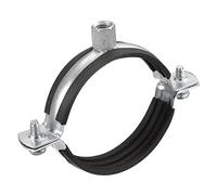 sourcing map 75mm Rigid Pipe Strap Clamps, Carbon Steel Pipe Bracket Tube Clip M8/M10 Nut Size for Water Tube Pipe 1 Pcs