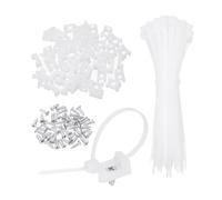 sourcing map 75pcs 22.6mm Cable Tie Saddle Type Mounts Base with 150mm Cable Zip Ties and M5 Tapping Screws M6 Hole, Wire Organizer Holder Clamps Set, White