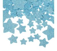 sourcing map 76Pcs Glitter Foam Stickers 3 Size Self-Adhesive Sparkly Star Shapes Glitter Stickers for Arts Craft Supplies, DIY and Decor, Light Blue