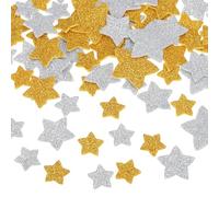 sourcing map 76Pcs Glitter Foam Stickers 3 Size Self-Adhesive Sparkly Star Shapes Glitter Stickers for Arts Craft Supplies, DIY and Decor, Gold Silver