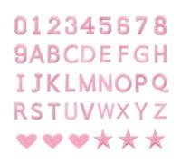 sourcing map 78 Pcs Iron on Letters and Numbers, 1.6 Inch A-Z Letter Patches and 0-9 Number Patches for Clothing Pink Iron on Numbers Small Embroidered Patches for Jacket Clothes Hat Sock DIY