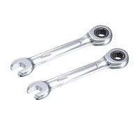 sourcing map 7mm Stubby Ratcheting Combination Wrench Metric 72 Teeth 12 Point Box Ended Tools, CR-V 2 Pcs