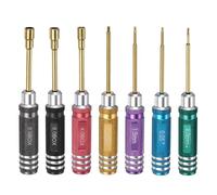 Sourcing Map 7pc RC Tool Kit Set, Hex Driver 0.05" 1.5mm 2.0mm Nut Socket 4.0mm 5.0mm 5.5mm Phillips 2.0mm Titanium Driver Repair Tool for Models Car Helicopter Boat