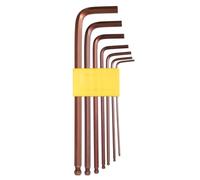 sourcing map 7pcs Ball End Hex Key Wrench Set 1.5/2/2.5/3/4/5/6mm 45# Steel L-Shape Hexagon Metric Wrenches Repairing Tool for Home DIY Bike Motorcycle Repair, Bronze