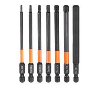 sourcing map 7pcs H2/2.5/3/4/5/6/8 Hex Head Drill Bit Wrench Kit Metric Flat Tip 1/4" Hex Shank 100mm (4") Long Magnetic Hexagonal Screw Driver Socket Industrial Screwdriver Power Bits