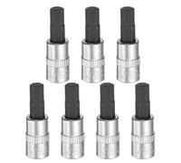 sourcing map 7pcs H6 Hex Bit Socket 1/4" Square Drive Metric Extension Impact Bit Power Nut Driver Set S2 & CR-V Steel Socket Ratchet Wrench Bits, Silver Black