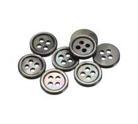 sourcing map 7Pcs Natural Shell Button, 4 Hole 10mm Mother of Pearl Buttons for Shirt Coats Suits Jacket Jeans Skirts DIY Sewing Crafts, Black/Silver