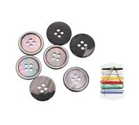 sourcing map 7Pcs Natural Shell Button, 4 Hole 18mm Mother of Pearl Buttons with Sewing Thread Kit for Shirt Coats Suits Jacket Jeans Skirts DIY Sewing Crafts, Black