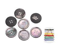 sourcing map 7Pcs Natural Shell Button, 4 Hole 23mm Mother of Pearl Buttons with Sewing Thread Kit for Shirt Coats Suits Jacket Jeans Skirts DIY Sewing Crafts, Black