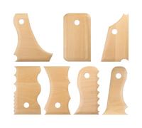 sourcing map 7pcs Pottery Ribs Trimming Tools Pottery Profile Rib Wooden Foot Shaper Rib Foot Forming Tool Texture Rib Beech Wood for Carving Ceramics Clay