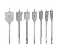 sourcing map 7Pcs Spade Drill Bit Paddle Flat Bits Set Wood Hole Cutter with Quick Change 1/4 Inch Hex Shank for Woodworking Fiberglass, Silver Tone