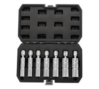 sourcing map 7pcs Spark Plug Socket Set 3/8" Drive 4/16/18/21mm 9/16" 3/4" 13/16" Swivel Magnetic 12 Point Thin Wall Spark Plug Socket with 360 Degree Swivel CR-V Steel, Silver