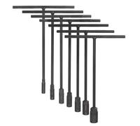 sourcing map 7pcs T-Handle Wrench Socket 8/10/12/13/14/17/19mm Metric High Carbon Steel 6-Point Spanner Socket with Long Reach for Motorcycle Bicycle Car Repair, Gray-Black