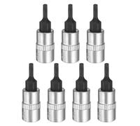 sourcing map 7pcs T10 Torx Bit Socket 1/4" Square Drive Star 6 Point Extension Impact Bit Power Nut Driver Set S2 & CR-V Steel Socket Ratchet Wrench Bits, Silver Black