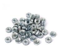 sourcing map 8#-32 Female Thread Zinc Plated External Tooth K Lock Kep Nut Silver Tone 50pcs