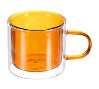 sourcing map 8.4 oz Double Wall Glass Coffee Mugs, Glass Tea Cup with Widened Handles for Espresso Coffee, Cappuccino, Tea Bag, Latte, Hot Cold Beverages, Juice, Brown