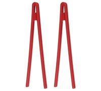 sourcing map 8.7" Silicone Toast Tongs, 2Pcs Kitchen Tong Heat Resistant Kitchen Utensil for Cooking Toaster Salad Food BBQ Pan Bacon Fried Steak, Red