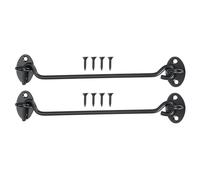 sourcing map 8 Inch Hook and Eye Latch for Doors, Stainless Steel Barn Door Lock Gate Latch Cabinet Hook Latch & Eye with Mounting Screws for Slide Barn Shed Wooden Fences, Black 2 Set