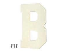 sourcing map 8 Inch Wooden Letters and Numbers, Unfinished Wood Cutouts Large Letter Paintable Wood Letter with Self-Tapping for DIY Crafts Wall Wedding Birthday Party Decoration, B Shape
