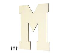 sourcing map 8 Inch Wooden Letters and Numbers, Unfinished Wood Cutouts Large Letter Paintable Wood Letter with Self-Tapping for DIY Crafts Wall Wedding Birthday Party Decoration, M Shape