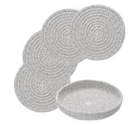sourcing map 8 Inches Trivets for Hot Dishes, Heat Resistant Black-Beige Trivets for Hot Pots and Pans, 4 Pcs Cotton Hot Pads and 1 Pcs Storage Basket for Countertops, Pot Holders, Kitchen