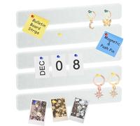 sourcing map 8 Pack Felt Pin Board Bar Strip, 33cm x 5cm Cork Board Bar Strips Self-Adhesive Bulletin Board Strips with 35 Push Pins for Paste Notes Photos, White