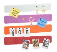 sourcing map 8 Pack Felt Pin Board Bar Strip, 33cm x 5cm Cork Board Bar Strips Self-Adhesive Bulletin Board Strips with 35 Push Pins for Paste Notes Photos, Red/Orange/White/Light Purple