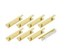sourcing map 8 Pack Self-Stick Push Pull Helper, 6 Inch Plastic Adhesive Cabinet Handles Round Stick-on Handle for Kitchen Cabinet Window Sliding Closet Door Wardrobe(Gold)
