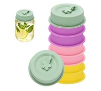 sourcing map 8 Pack Silicone Wide Mouth Mason Jar Lids, 86mm Regular Mouth Mason Jar Lids with Straw Hole and Stopper Thickened Leak Proof Canning Covers for Drinking Food Storage, 4 Colors