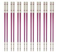 sourcing map 8 Pairs Stainless Steel Chopsticks, 23.5cm / 9.25 Inch Metal Chop Sticks Square Lightweight Chopsticks Tableware Accessories Bulk for Home Kitchen Hot Pot Cooking, Purple