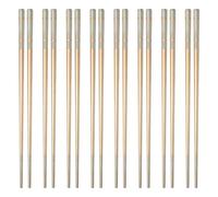 sourcing map 8 Pairs Stainless Steel Chopsticks, 23.5cm / 9.25 Inch Metal Chop Sticks Square Lightweight Chopsticks Tableware Accessories Bulk for Home Kitchen Hot Pot Cooking, Rose Gold