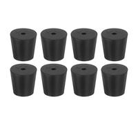 sourcing map 8 Pcs 1-Hole Rubber Stopper, Tapered Lab Seal Tube Stopper Plug for Test Tube Flasks Glass Containers Industry and Laboratories, 26x20x25mm Black