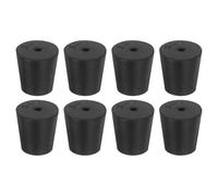 sourcing map 8 Pcs 1-Hole Rubber Stopper, Tapered Lab Seal Tube Stopper Plug for Test Tube Flasks Glass Containers Industry and Laboratories, 23.5x18x25mm Black