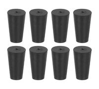 sourcing map 8 Pcs 1-Hole Rubber Stopper, Tapered Lab Seal Tube Stopper Plug for Test Tube Flasks Glass Containers Industry and Laboratories, 15x10x25mm Black