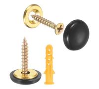 sourcing map 8 Pcs 16.8 mm Decorative Caps Cover Nails, Zinc Alloy Screw Covers Caps Mirror Fixing Screws for Mirrors, Coffee Tables, Wooden or Glass Furniture, Black