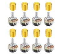 sourcing map 8 Pcs 250K Ohm Rotary Potentiometer, WH138 3 Pin Single Turn Linear Taper Variable Resistor Potentiometers with Switch for Inverter Speed Regulation, Gold
