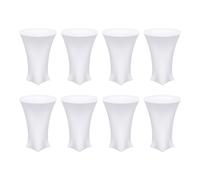sourcing map 8 Pcs 32x43 Inch Highboy Spandex Cocktail Table Covers, Fitted Stretch Cocktail Tablecloth, Fitted Tablecloth for Folding Table, White