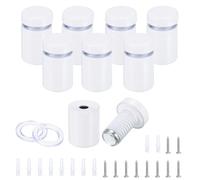 sourcing map 8 Pcs 5/8"x1-1/16" Standoff Screws, Stainless Steel Bathroom Mirror Wall Mounting Hardware Kit with Screws & Anchors for Acrylic Glass Sign Advertising Picture Frame, White