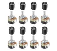 sourcing map 8 Pcs 500K Ohm Rotary Potentiometer, WH138 3 Pin Single Turn Linear Taper Variable Resistor Potentiometers with Switch for Inverter Speed Regulation, Black