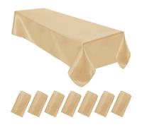 Sourcing Map 8 Pcs 58x102 Inch Satin Tablecloth, Rectangle Table Cover, Silk Fabric Party Table Cloth, Wedding Banquet Decoration, Champagne