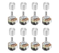 sourcing map 8 Pcs 5K Ohm Rotary Potentiometer, WH138 3 Pin Single Turn Linear Taper Variable Resistor Potentiometers with Switch for Inverter Speed Regulation, Silver