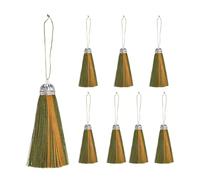 sourcing map 8 Pcs 9.8" Silky Double Color Tassels, Handmade Soft Floss Craft Tassels with Loop, Tassel for Bookmark, Jewelry Making, Keychain, Souvenir, Clothing Sewing (Green, Orange)